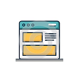 Web Browser Window Interface Layout Flat Vector Illustration for Digital Design