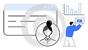 Profile Management and Data Analytics Visualization with User Interaction Highlights