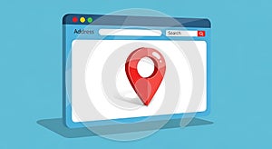 Web browser window with red location pin icon for map navigation