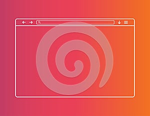 Web browser window. Template of website interface. Social media style of outline browser. Mockup of web window in simple linear