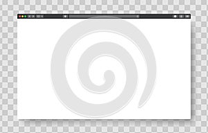 Web browser window. Vector. Computer internet page interface template. Flat empty tab frame with search bar.Design of simple pc