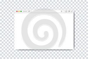 Web browser window. Vector isolated illustration. Web window screen mockup. Empty internet pade with shadow. Stock vector