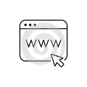 Web Browser with WWW Icon: Internet Access, Website Navigation, and Online Connection Interface Symbol
