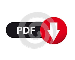 Web Button PDF Download - Vector Illustration - Isolated On White