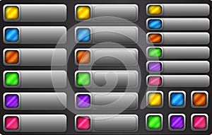 Web button set. Internet empty colorful rectangular buttons