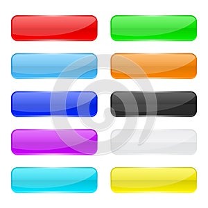 Web buttons. Colored shiny rectangle icons