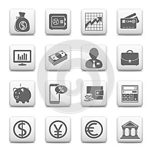 Web buttons, finance and banking icons