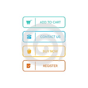 Web buttons flat design