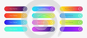 Web buttons flat design template with color gradient
