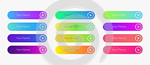 Web buttons flat design template with color gradient