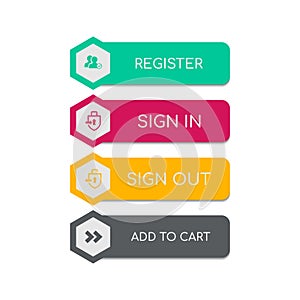 Web and ui application color button icon for modern website