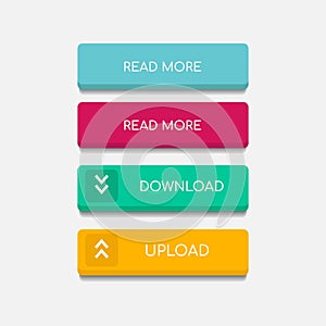 Web buttons flat design vector template