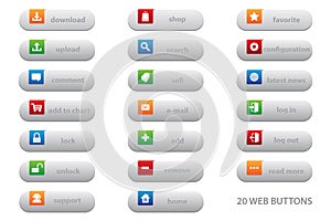 20 web buttons with flat graphic design for your best business website