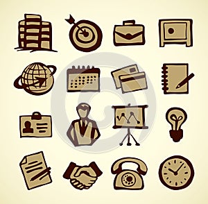 Set of sketched logos for business. Vector drawing