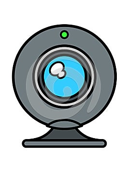 Web cam front view with blue lens