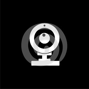 Web camera icon isolated on black background