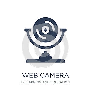 Web camera icon. Trendy flat vector Web camera icon on white background from E-learning and education collection