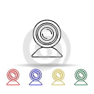 Web camera multi color style icon. Simple thin line, outline vector of computer parts icons for ui and ux, website or mobile