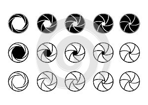 Set of camera lens aperture icons