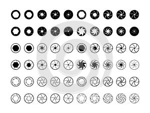 Set of camera lens aperture icons