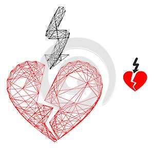 Web Carcass Break Love Heart Vector Icon