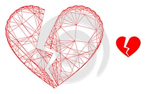 Web Carcass Broken Love Heart Vector Icon