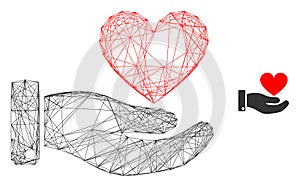 Web Carcass Hand Offer Love Heart Vector Icon