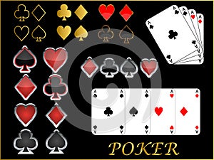 Casino poker cards suits set vector photo