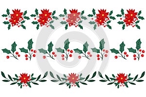 Web Christmas Floral Borders Handwritten with beautiful decorative frame