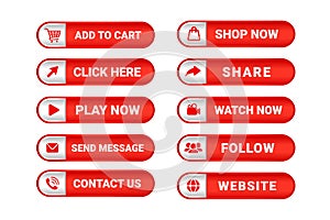 Web click button social media icon design collection