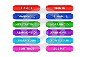 Web click button vector design collection