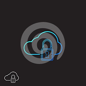 Web cloud icon, protection concept with lock