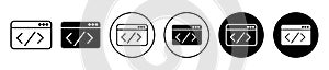 Web Code icon vector set on white background