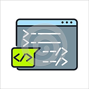Web Coding Digital App Color Icon Illustration Design