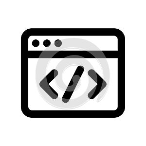 Web coding icon with browser