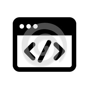 Web coding icon with browser