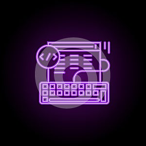 web coding icon. Elements of Web development in neon style icons. Simple icon for websites, web design, mobile app, info graphics