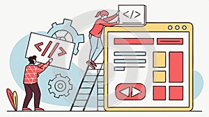 Web coding interface, programming screen and software development vector design Generative AI