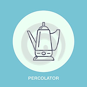 Coffee maker, percolator vector line icon. Barista equipment linear logo. Outline symbol for cafe, bar, shop. photo