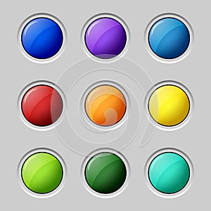 Web colored buttons round empty surface