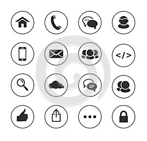 Web, communication black and white icons: internet
