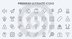 Web communication thin line icons set, router and high speed internet for data exchange