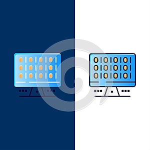 Web, Computer, Computing, Server  Icons. Flat and Line Filled Icon Set Vector Blue Background