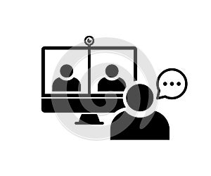 Web conference icon. Vector isolated webinar, conference, traning icon. Internet teaching media. Stock vector