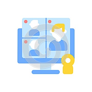 Web conference vector flat color icon