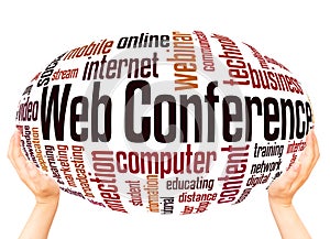 Web Conference word cloud hand sphere concept