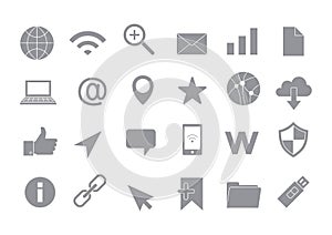 Web connection gray vector icons set