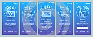Web consulting onboarding mobile app page screen vector template