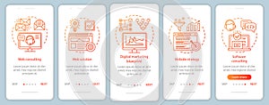 Web consulting onboarding mobile app page screen vector template