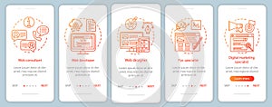 Web consulting onboarding mobile app page screen vector template